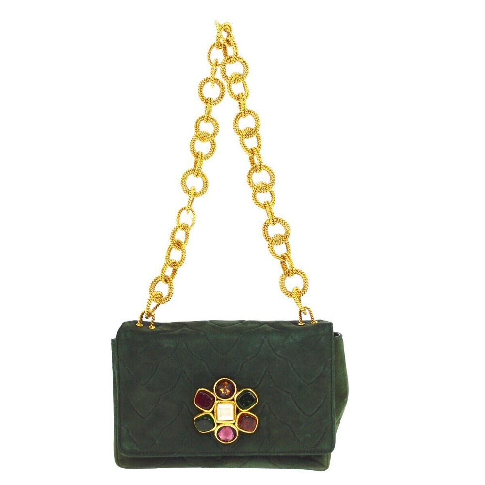 Chanel Vintage Chain Jewel Flap Quilted Velvet Small